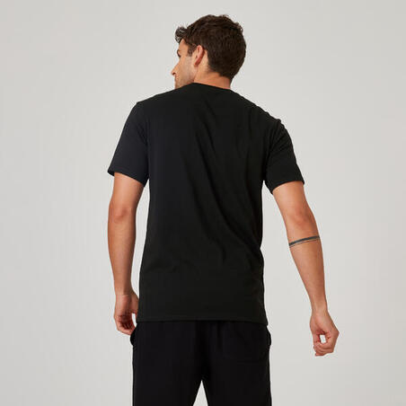 Crna muška majica kratkih rukava s okruglim izrezom oko vrata 500
