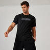 Slim-Fit Stretch Cotton Fitness T-Shirt - Black Print