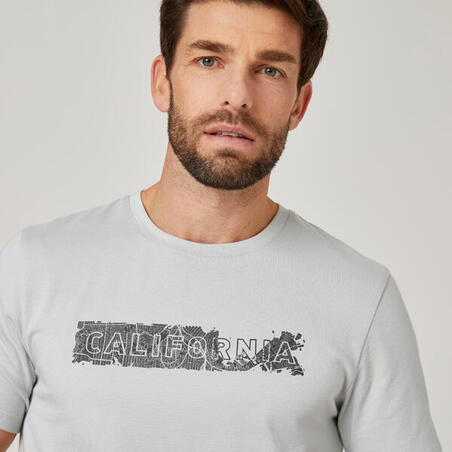 T-shirt de sport en coton ajusté à manches courtes et à col rond 500 – Hommes