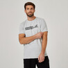 Men's Short-Sleeved Fitted-Cut Crew Neck Cotton Fitness T-Shirt 500 - Pale Grey