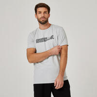 T-shirt de sport en coton ajusté à manches courtes et à col rond 500 – Hommes
