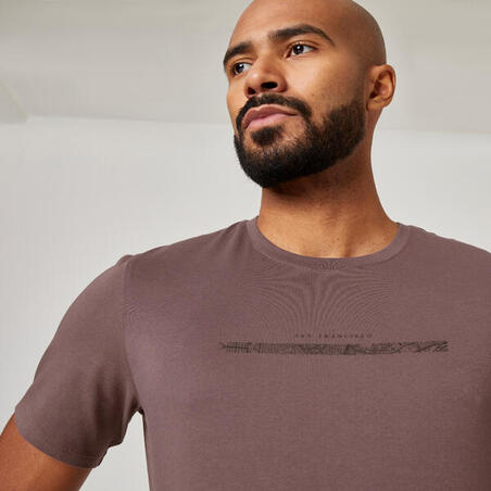 T-shirt fitness manches courtes droit col rond coton homme - 500 gris foncé