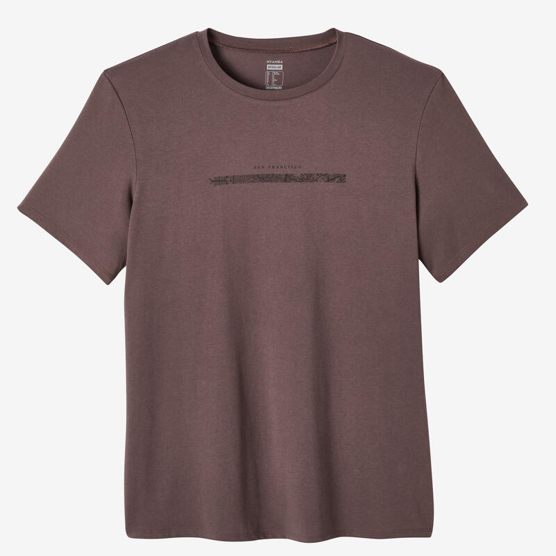Fitness Stretch Cotton T-Shirt - Grey Print