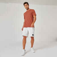 Men's Slim-Fit Fitness T-Shirt 500 - Sepia