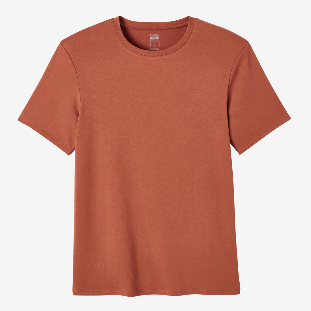 Men's Slim-Fit Fitness T-Shirt 500 - Sepia