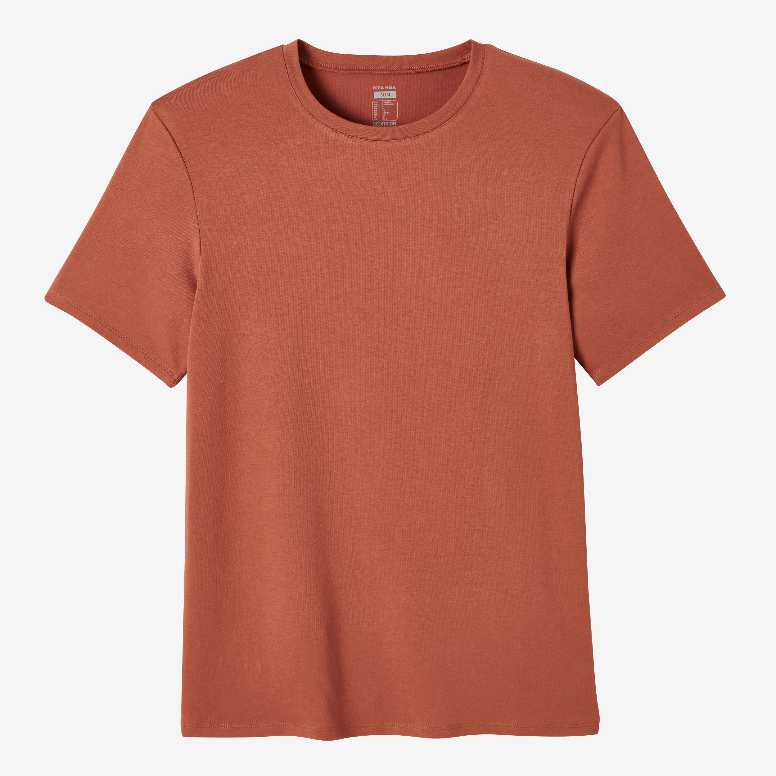 Men's Slim-Fit Fitness T-Shirt 500 - Sepia 2/8
