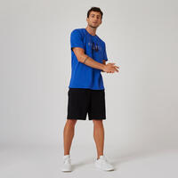 T-shirt fitness manches courtes droit col rond coton homme - 500 bleu outremer