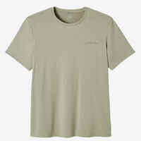 Men's Short-Sleeved Straight-Cut Crew Neck Cotton Fitness T-Shirt 500 - Sage Grey