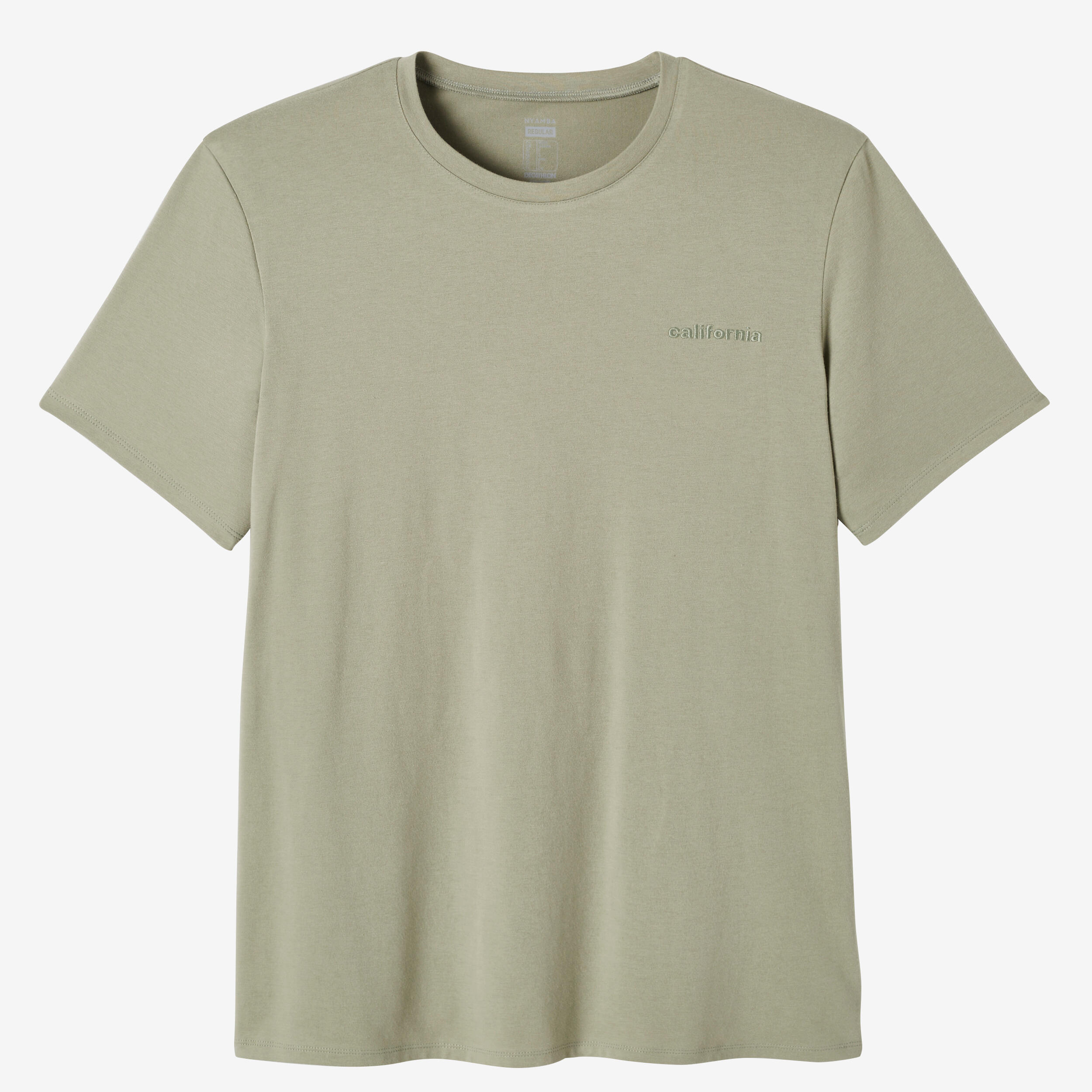 Men's Short-Sleeved Straight-Cut Crew Neck Cotton Fitness T-Shirt 500 - Sage Grey 6/6