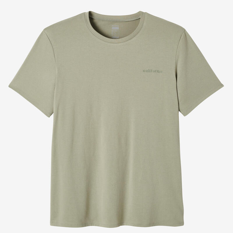 T-shirt fitness manches courtes droit col rond coton homme - 500 gris sauge