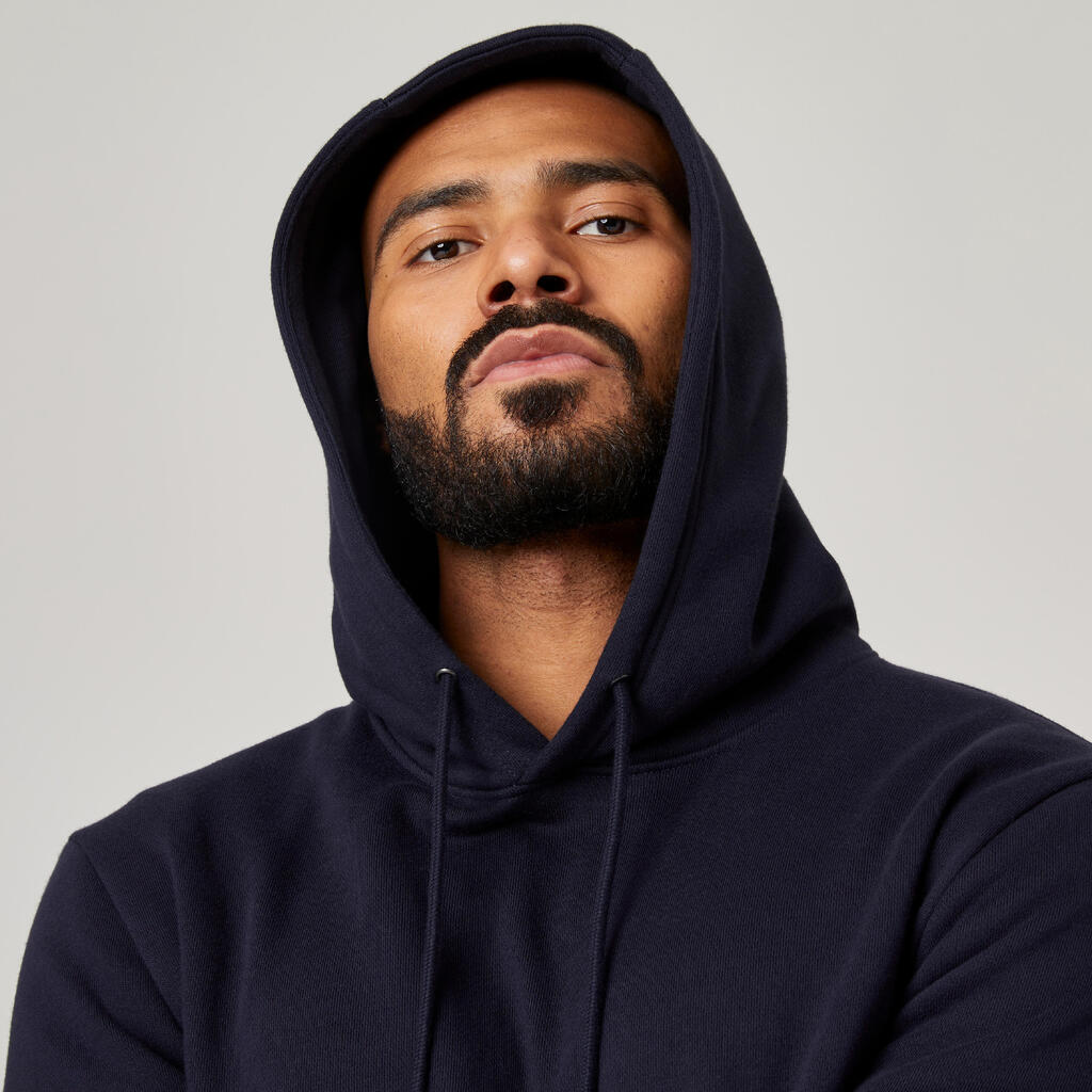 Men's Fitness Hoodie 500 Essentials - Light Blue