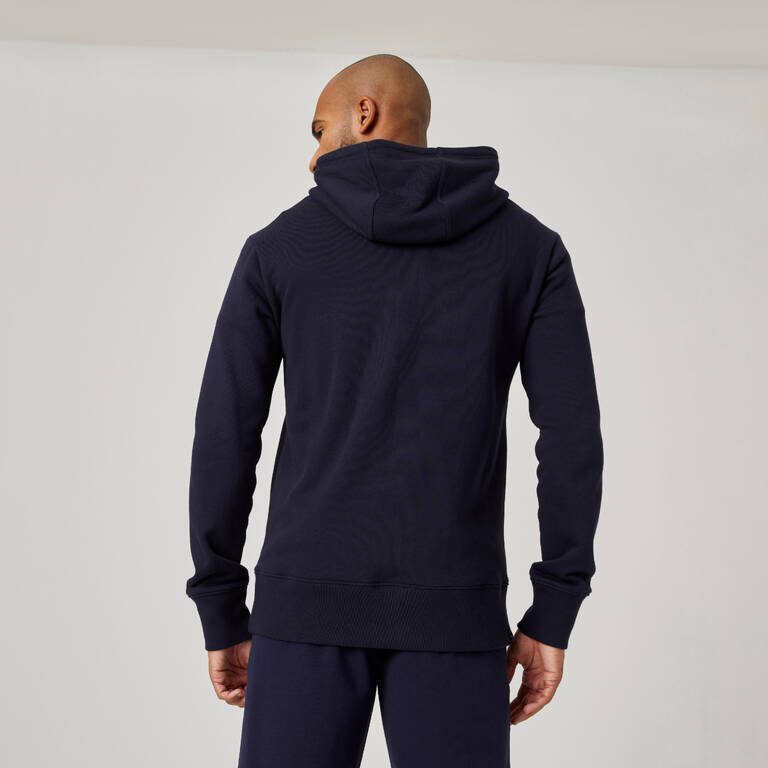 Men's Fitness Hoodie 500 Essentials - Blue/Black