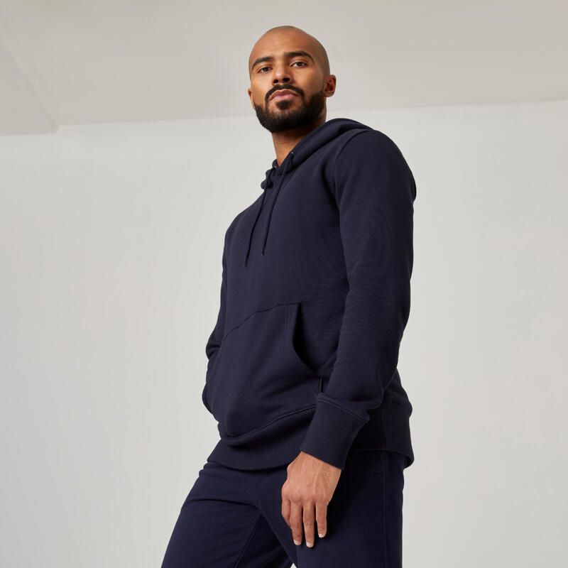 Sweat à capuche Fitness Homme - 500 Essentials Bleu noir