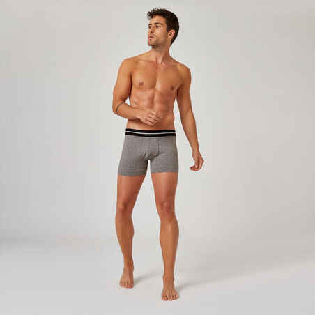 Men's Cotton-Rich Fitness Boxer Shorts 520 - Grey