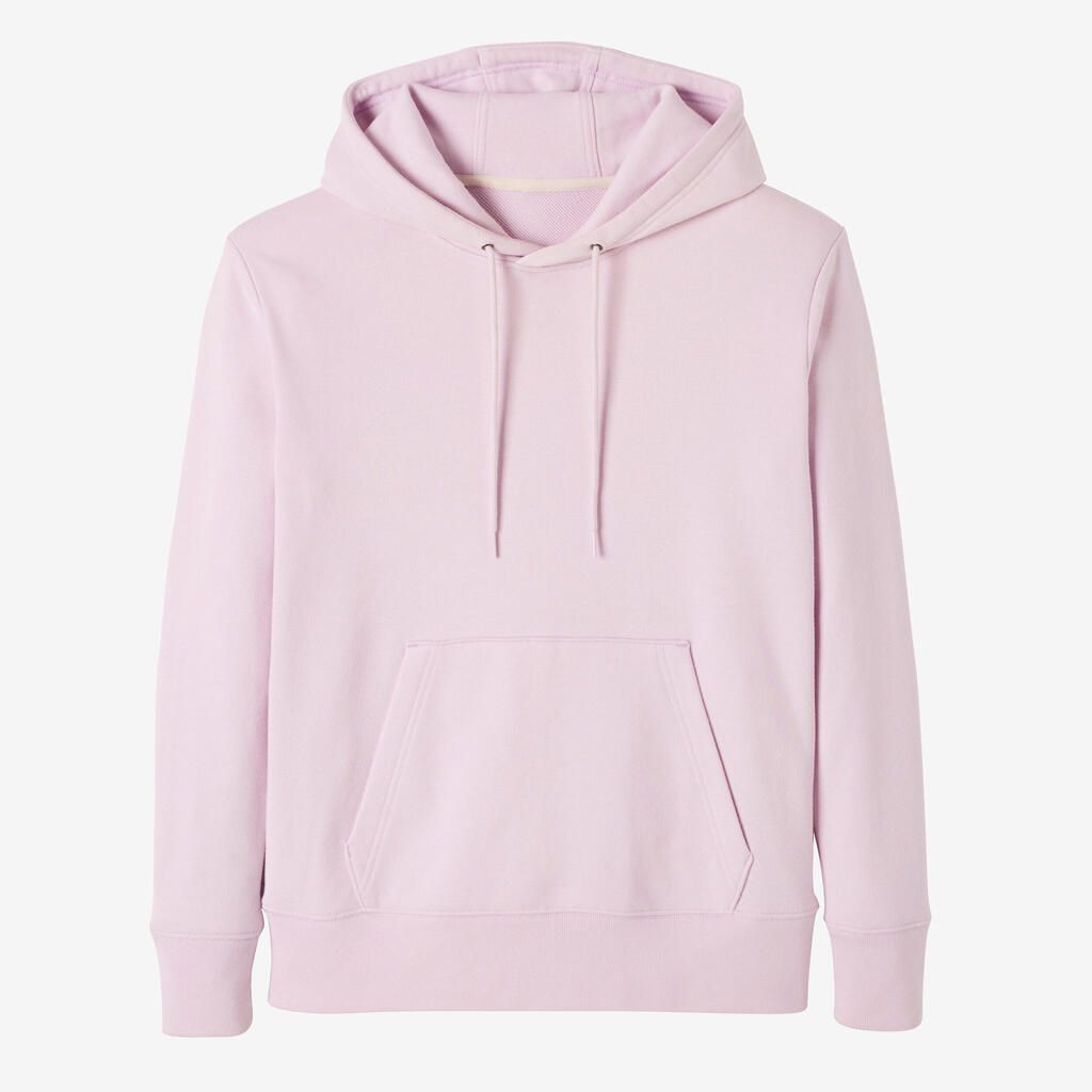 Sweat à capuche long fitness femme, violet lilas pastel