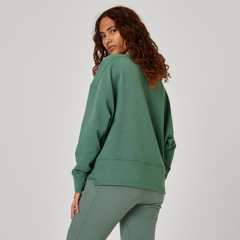 Sweat loose Fitness femme - 120 laurier vert