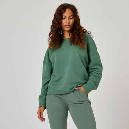 Women's Loose-Fit Fitness Sweatshirt 120 - Laurel Green