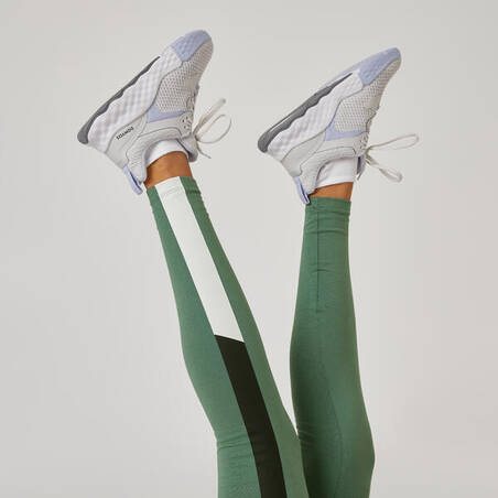 Women's Slim-Fit Fitness Leggings Fit+ 500 - Green Print