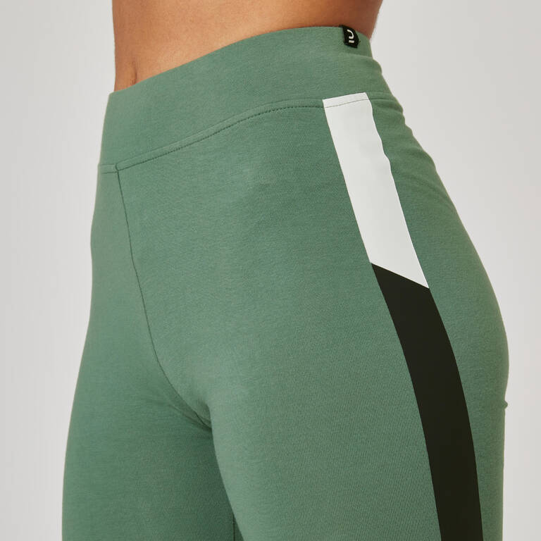 Women's Slim-Fit Fitness Leggings Fit+ 500 - Green Print