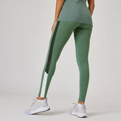Women's Slim-Fit Fitness Leggings Fit+ 500 - Green Print