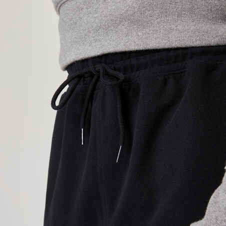 Pantalón chándal fitness algodón ajustado Hombre Domyos 500+ negro