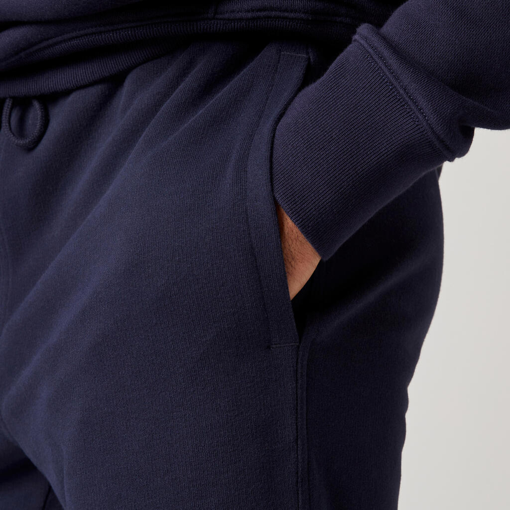 Pantalon jogging fitness regular homme, bleu noir
