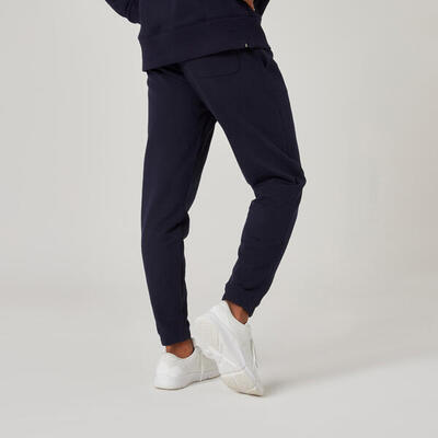 Joggingbroek katoen heren blauw/zwart