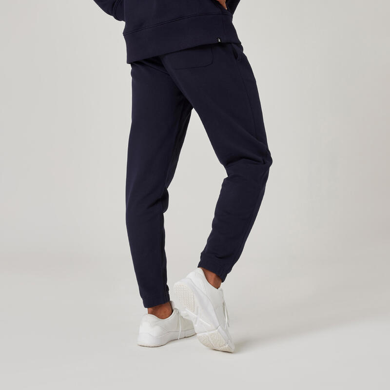 Pantalon jogging fitness regular homme, bleu noir