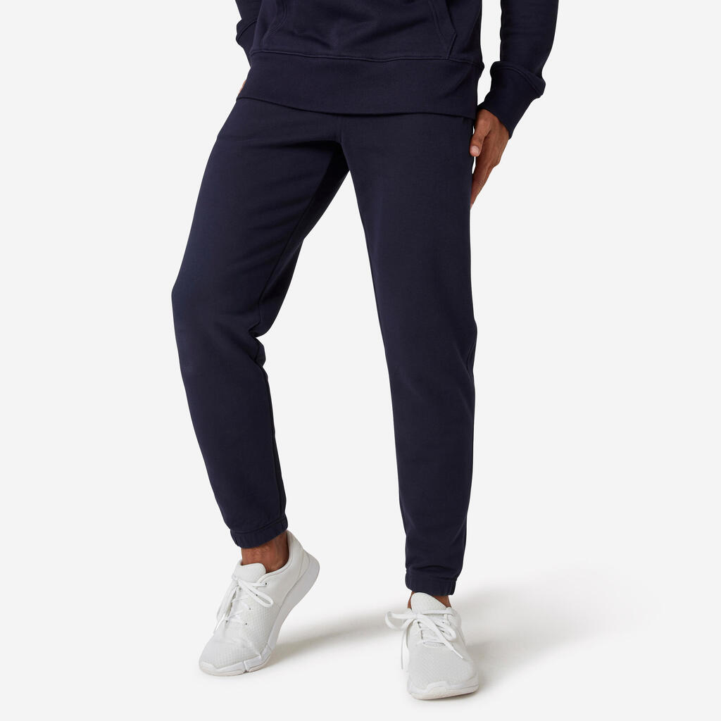 Pantalon jogging fitness Homme - 500 Essentials Kaki cendré