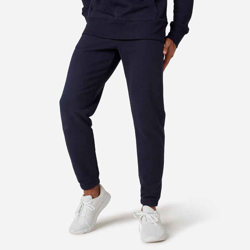 Men's Fitness Jogging Bottoms 500 Essentials - Dark Blue