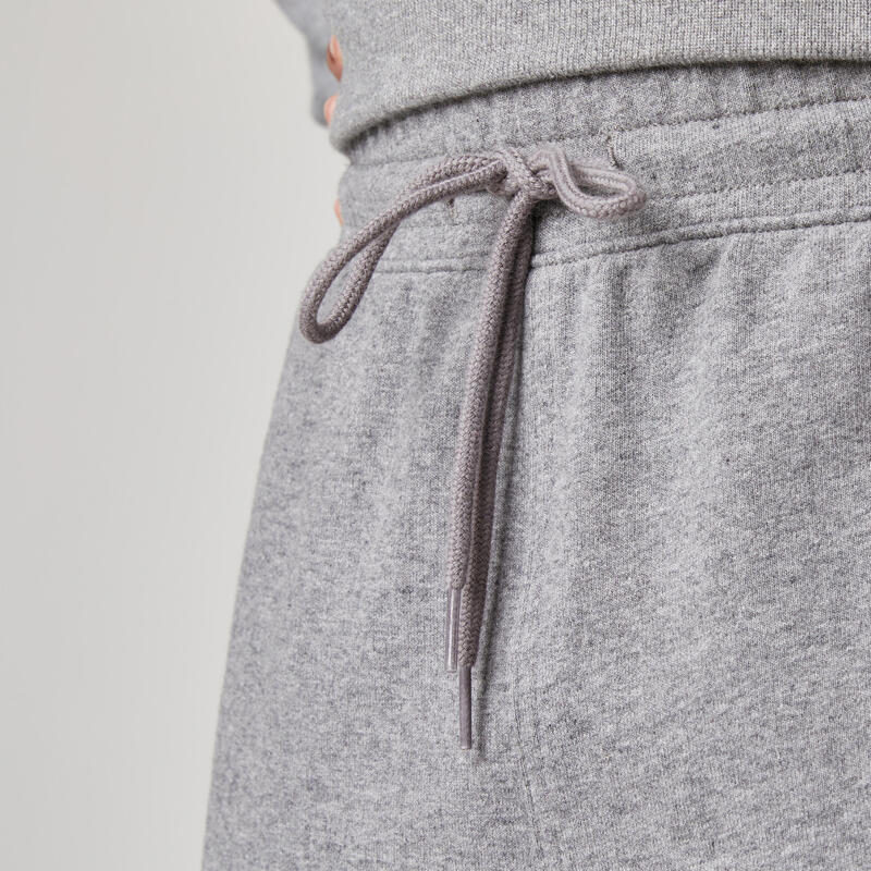 Pantaloni uomo fitness 500 ESSENTIALS regular misto cotone grigi