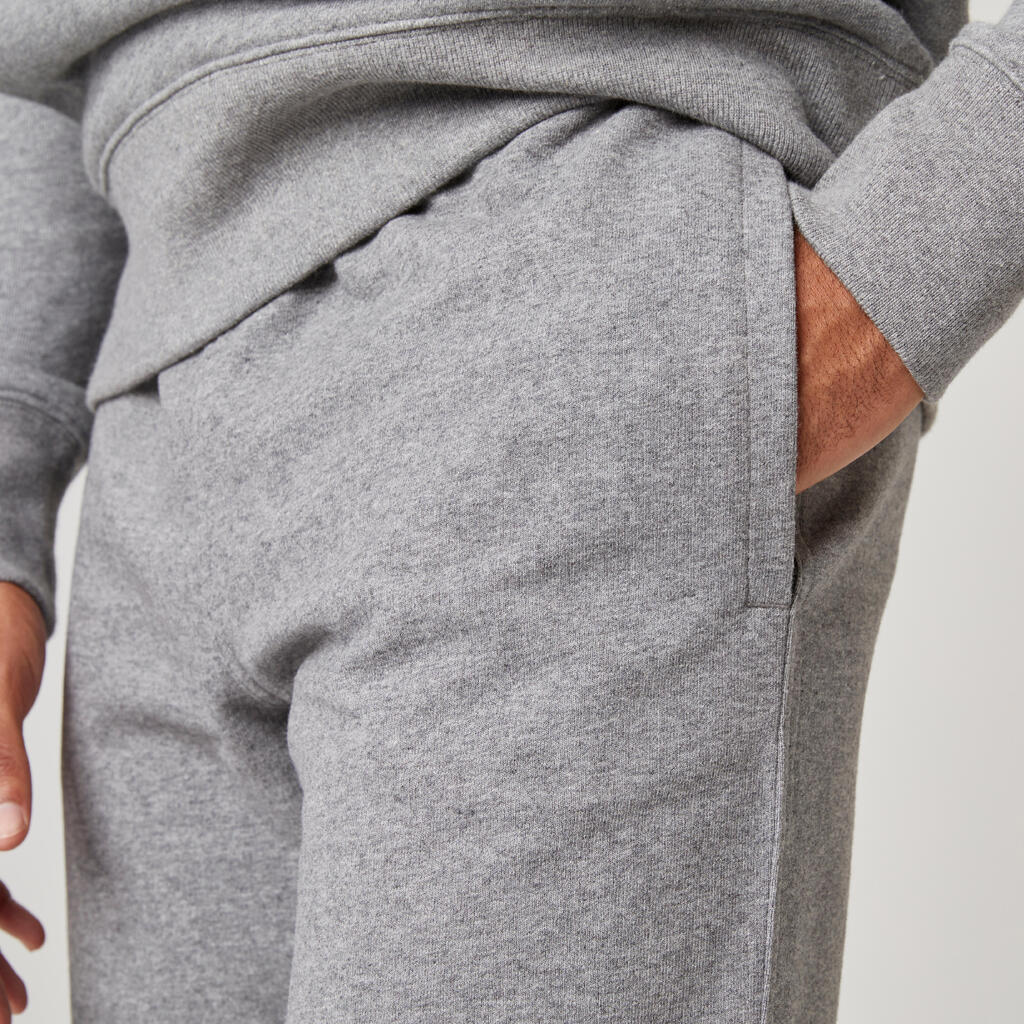 Men's Fitness Jogging Bottoms 500 Essentials - Linen Grey