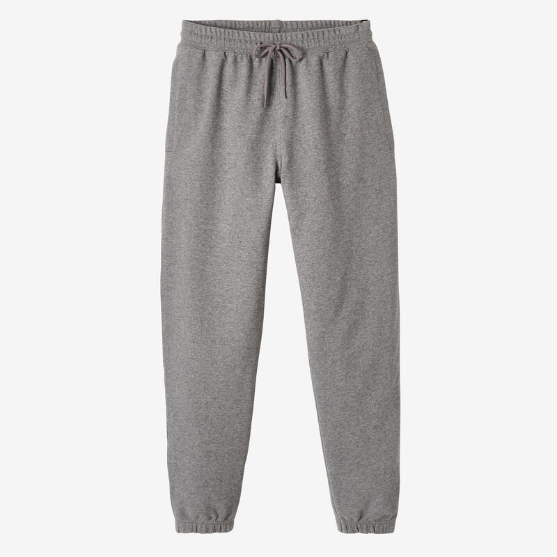 Pantalón chándal fitness algodón recto Hombre Domyos Essentials gris