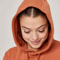 Women's Long Fitness Hoodie - Sepia Brown