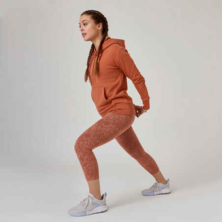 Women's Long Fitness Hoodie - Sepia Brown