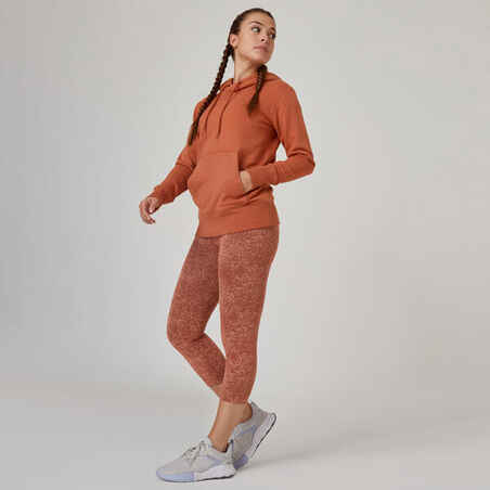 Women’s Fitness Hoodie 500 Essentials - Sepia