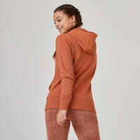 Women's Long Fitness Hoodie - Sepia Brown