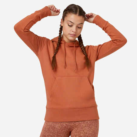 Oranžen ženski pulover s kapuco ESSENTIALS 500
