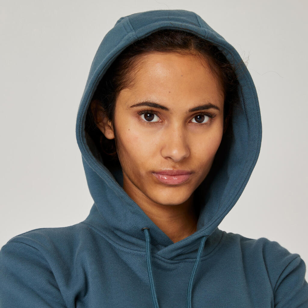 Kapuzenpullover Damen - Essentials 500 blaugrün 