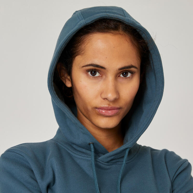 Sudadera de fitness con capucha blanco roto para mujer 500 Essential -  Decathlon