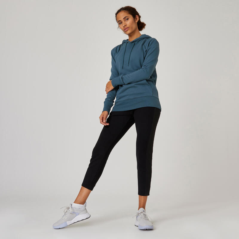 Sudadera fitness con capucha Mujer Domyos 500 verde