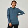 Majica dugih rukava s kapuljačom za fitness 500 Essentials ženska plavozelena