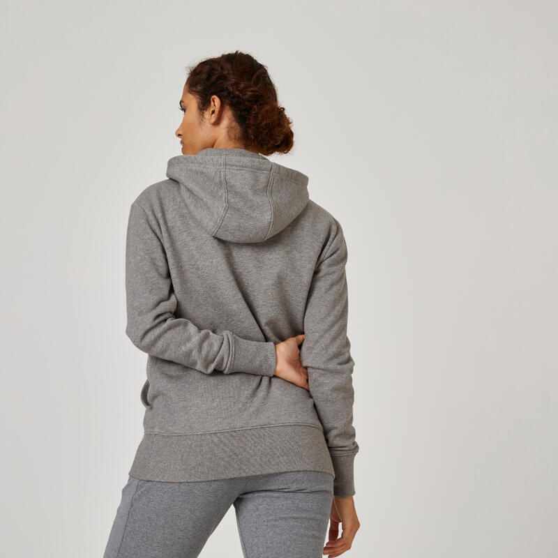 Sweat à Capuche Fitness Femme - 500 Essentials gris