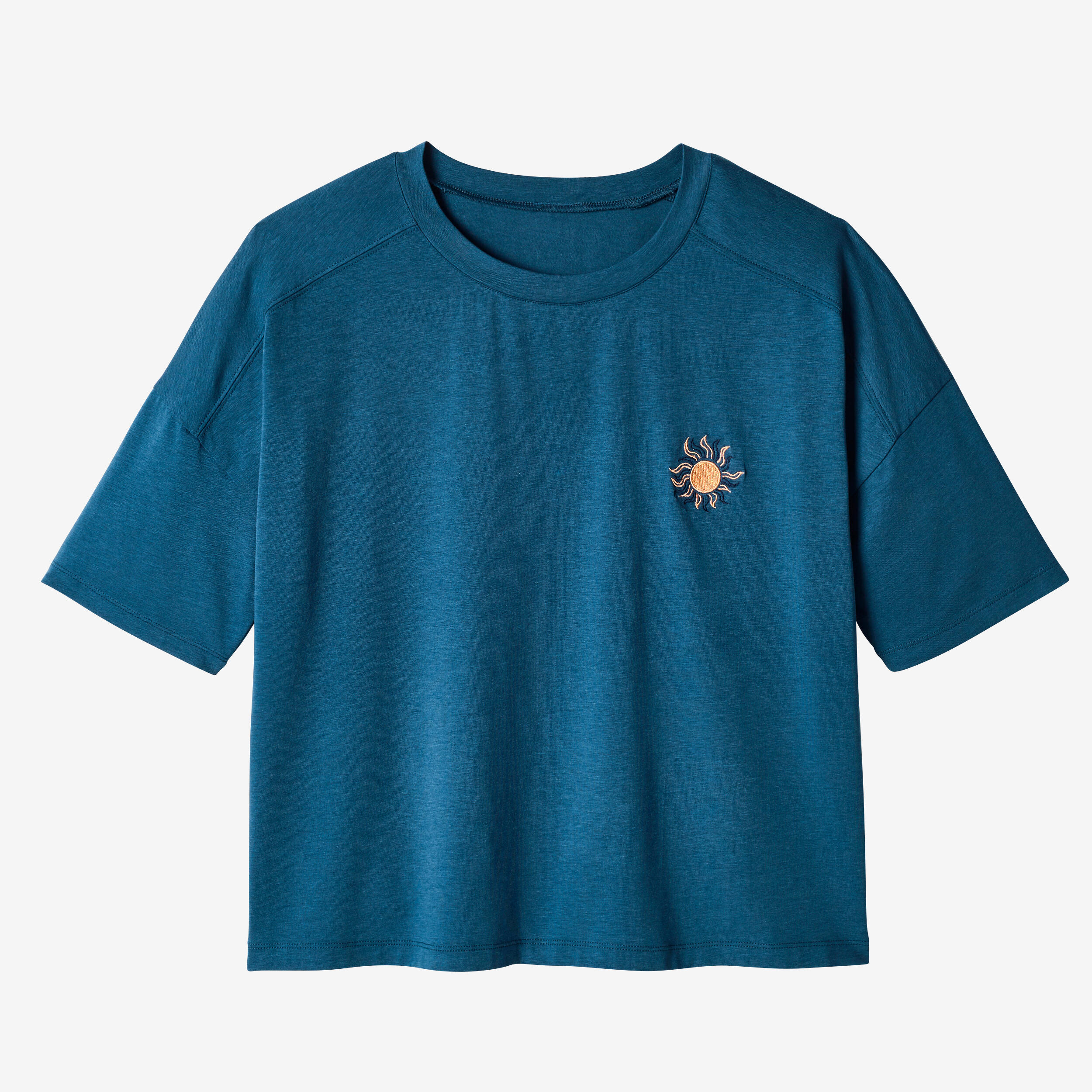 Women's Short-Sleeved Loose-Fit Majority Cotton Fitness T-Shirt 520 - Teal 6/6