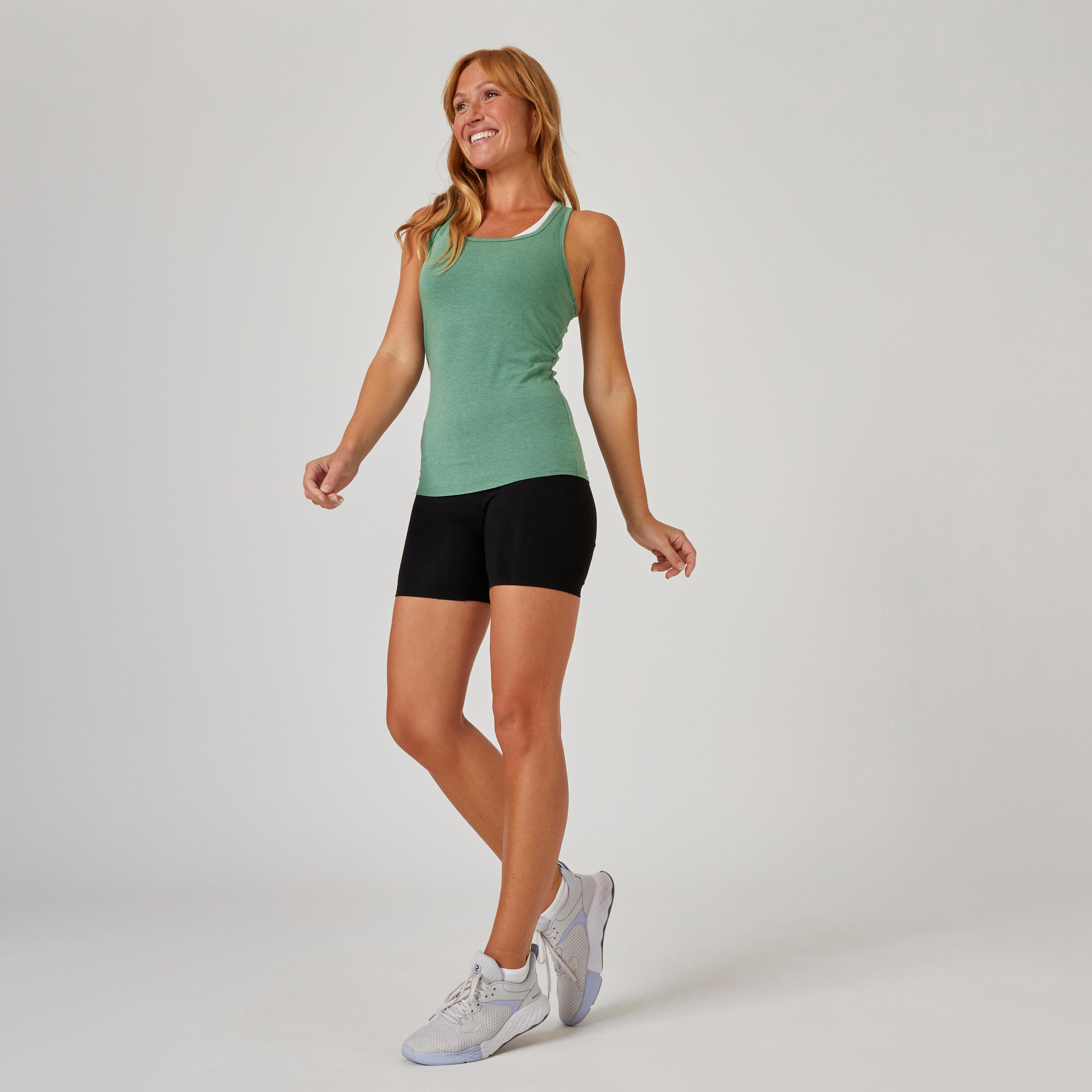 Women's Slim-Fit Crew Neck Fitness Tank Top - Green 3/7