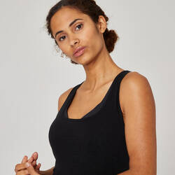 Women's Slim-Fit Fitness Crew-Neck Tank Top 500 - Black