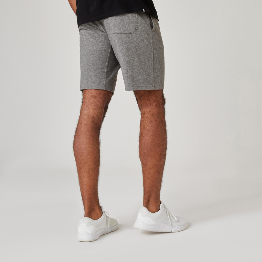 Men's Fitness Shorts 500 Essentials - Grey Khaki