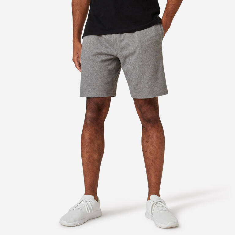 Men's Shorts For Gym Cotton Rich 500 - Grey