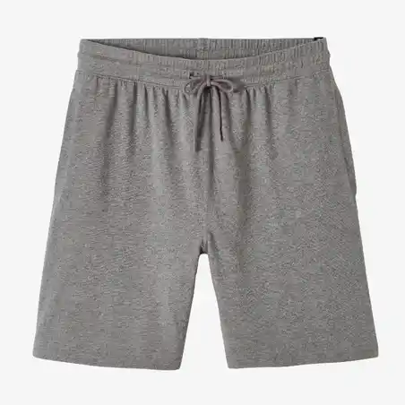 Men's Straight-Cut Cotton Fitness Shorts Essentials With Pocket - Grey