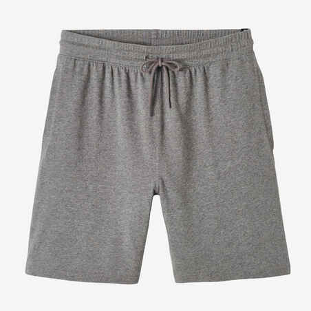 Pantalon corto chándal short recto algodón Hombre Domyos Essential gris